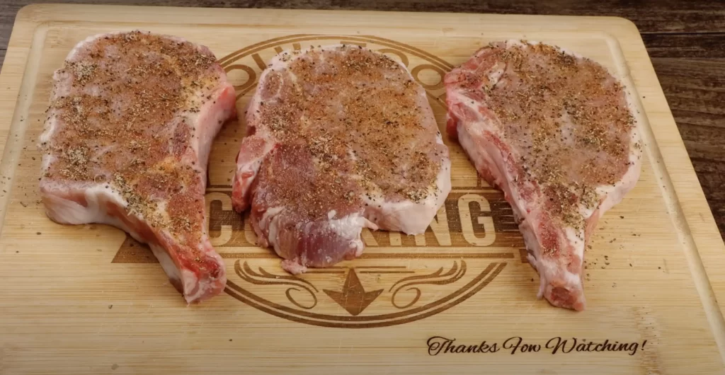 seasoning the pork chops